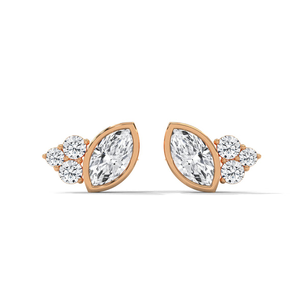 Leaf Whisper Marquise Lab Grown Diamond Gold Earrings