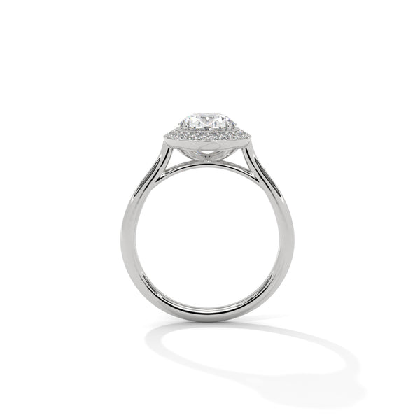 Oval Cut Halo Set Lab Grown Diamond Gold Ring