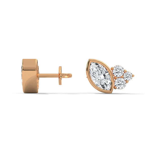 Leaf Whisper Marquise Lab Grown Diamond Gold Earrings