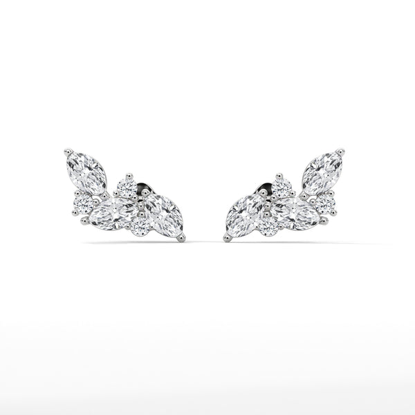 Vine Grace Marquise Lab Grown Diamond Gold Earrings