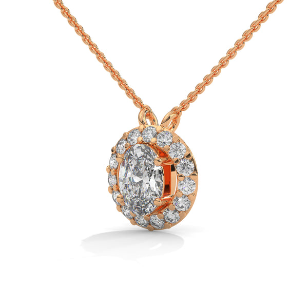 Oval Radiance Lab Grown Diamond Gold Pendant Chain