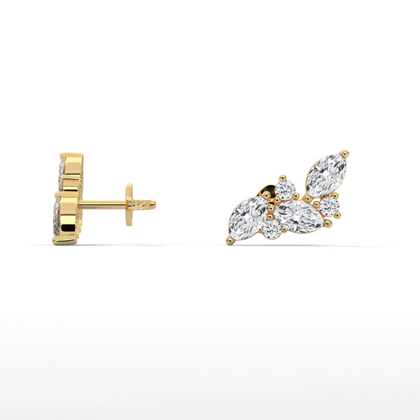 Vine Grace Marquise Lab Grown Diamond Gold Earrings