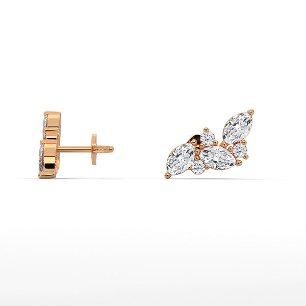 Vine Grace Marquise Lab Grown Diamond Gold Earrings