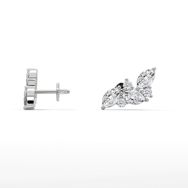 Vine Grace Marquise Lab Grown Diamond Gold Earrings