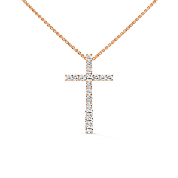 Faith & Brilliance Lab Grown Diamond Cross Gold Pendant Chain