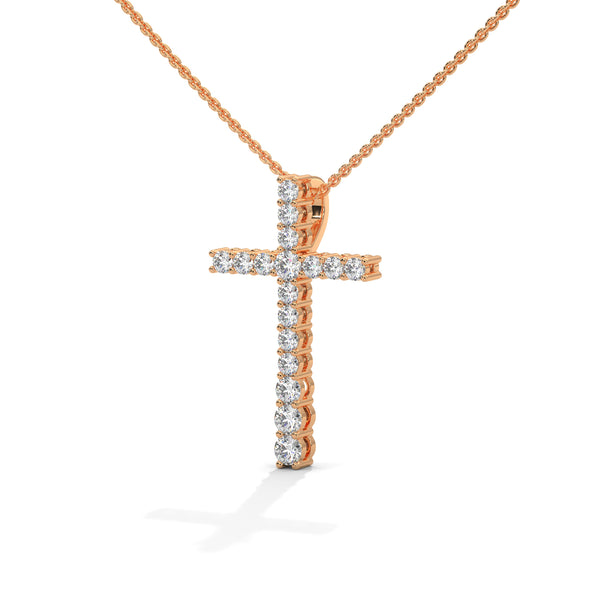Faith & Brilliance Lab Grown Diamond Cross Gold Pendant Chain