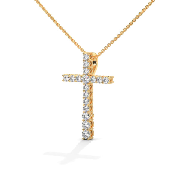 Faith & Brilliance Lab Grown Diamond Cross Gold Pendant Chain