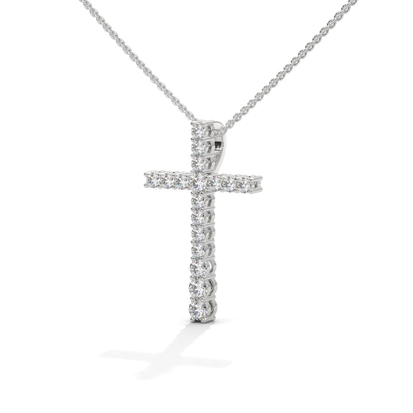 Faith & Brilliance Lab Grown Diamond Cross Gold Pendant Chain