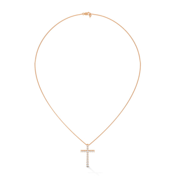 Faith & Brilliance Lab Grown Diamond Cross Gold Pendant Chain