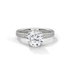 Four-Prong Cathedral Set Round Pave Lab Grown Diamond Gold Ring