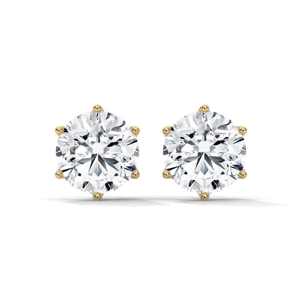 Crown Radiance: Lab Grown Diamond Halo Gold Stud Earrings