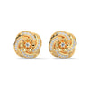 Delicate floral design meets sparkling elegance in these captivating gold diamond studs.