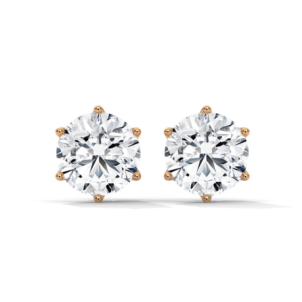 Crown Radiance: Lab Grown Diamond Halo Gold Stud Earrings