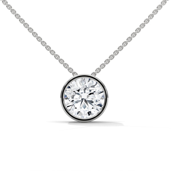 Eternal Glow Lab Grown Diamond Bezel Gold Pendant Chain