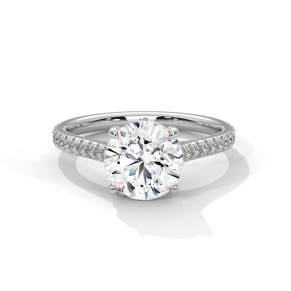 Classic Pave Engagement Ring with Round Cut Lab Grown Diamond