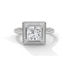 Princess Cut Halo Lab Grown Diamond Gold Ring