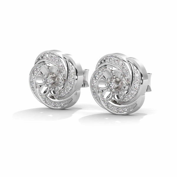 Delicate floral design meets sparkling elegance in these captivating gold diamond studs.
