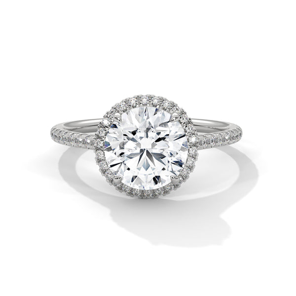 Round Lab Grown Diamond Gold Ring Pave Perfection in a Timeless Halo Design
