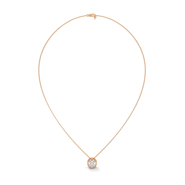 Eternal Glow Lab Grown Diamond Bezel Gold Pendant Chain