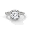 Cushion Cut Pave Set Lab Grown Diamond Gold Ring