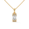 Emerald cut Lab Grown Diamond Gold Pendant Chain