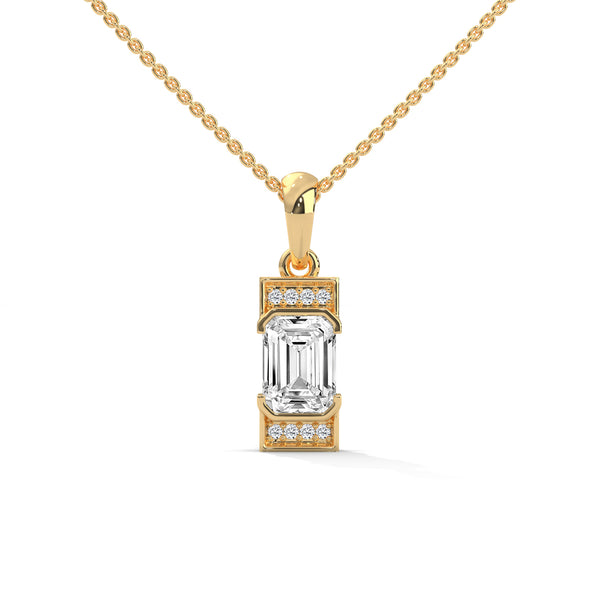 Emerald cut Lab Grown Diamond Gold Pendant Chain