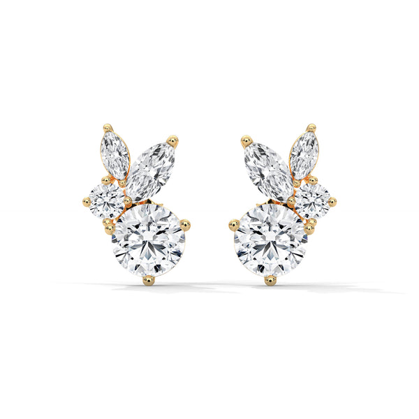 Eternal Petal Marquise & Round Lab Grown Diamond Gold Earrings