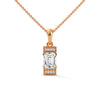 Emerald cut Lab Grown Diamond Gold Pendant Chain