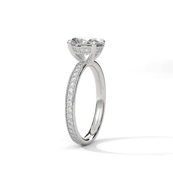 Modern Oval Cut Pave Lab Grown Diamond Gold Ring