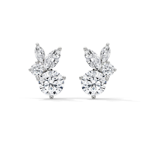 Eternal Petal Marquise & Round Lab Grown Diamond Gold Earrings