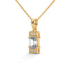 Emerald cut Lab Grown Diamond Gold Pendant Chain