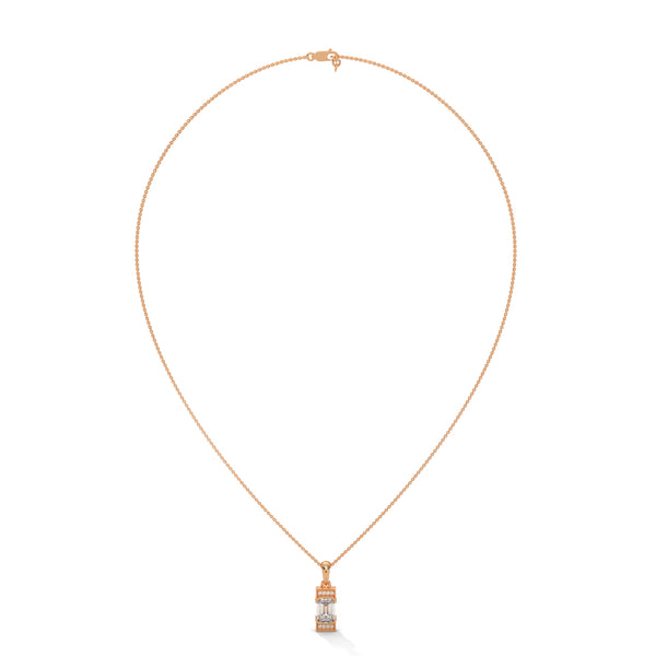 Emerald cut Lab Grown Diamond Gold Pendant Chain