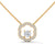 Round cut Lab Grown Diamond Floral Gold Pendant Chain