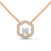 Round cut Lab Grown Diamond Floral Gold Pendant Chain