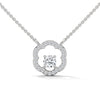 Round cut Lab Grown Diamond Floral Gold Pendant Chain