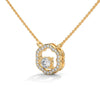 Round cut Lab Grown Diamond Floral Gold Pendant Chain
