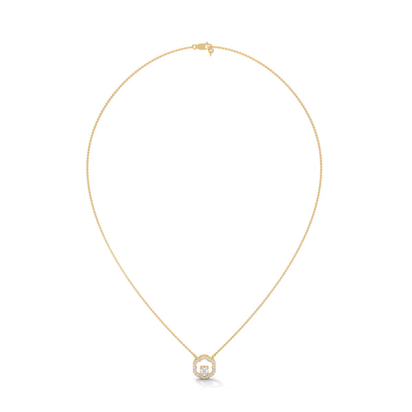 Round cut Lab Grown Diamond Floral Gold Pendant Chain
