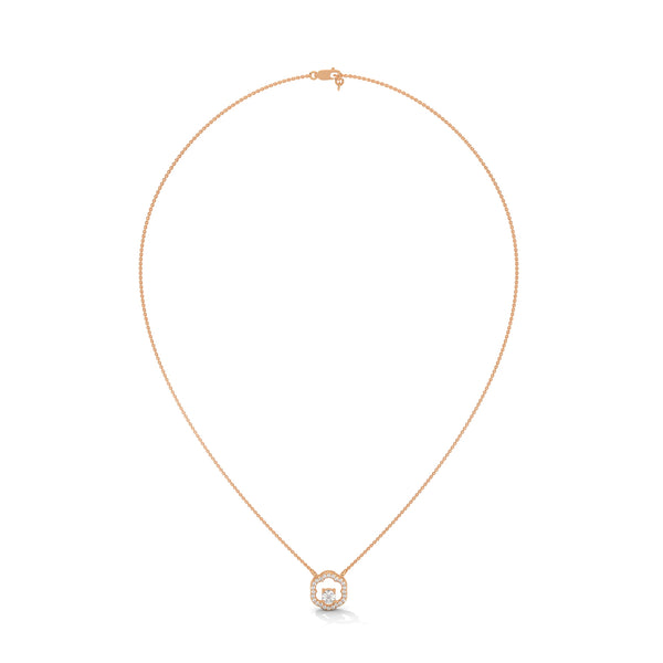 Round cut Lab Grown Diamond Floral Gold Pendant Chain