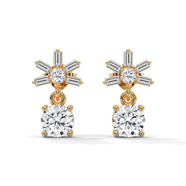 Celestial Radiance Lab Grown Diamond Gold Drop Earrings