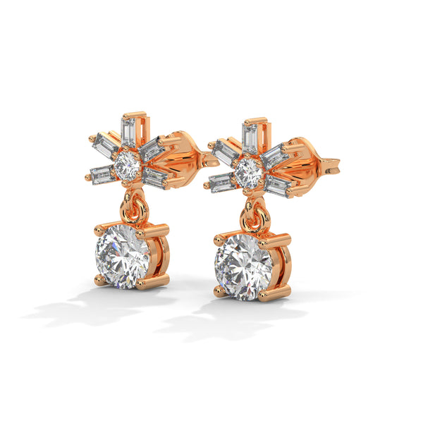 Celestial Radiance Lab Grown Diamond Gold Drop Earrings