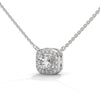 Timeless Halo Lab Grown Diamond Cushion Gold Pendant Chain