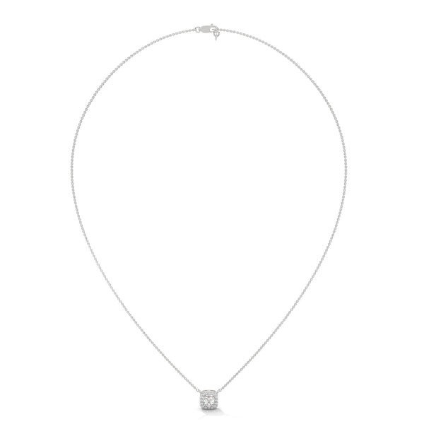 Timeless Halo Lab Grown Diamond Cushion Gold Pendant Chain
