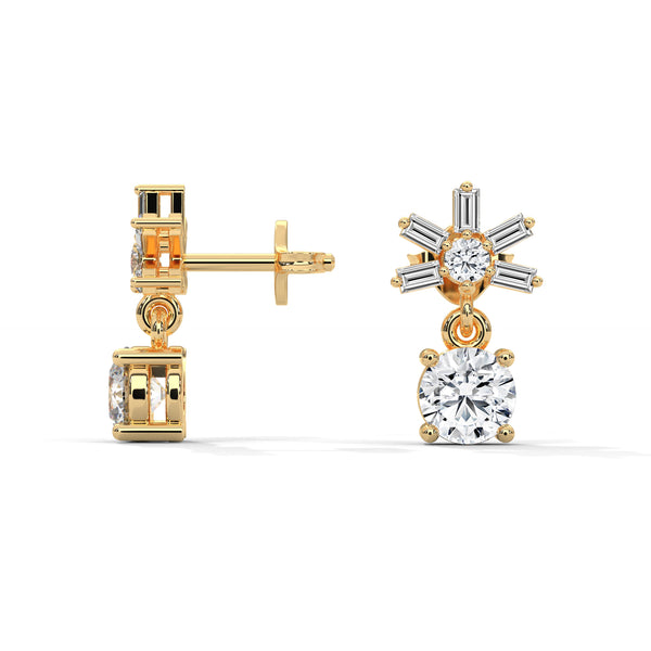 Celestial Radiance Lab Grown Diamond Gold Drop Earrings
