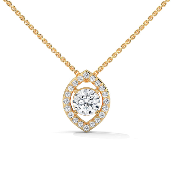 Lab Grown Diamond Teardrop Gold Pendant Chain