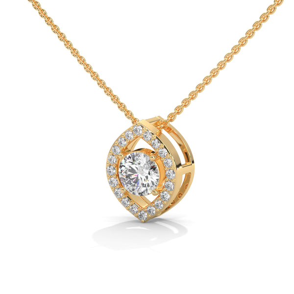 Lab Grown Diamond Teardrop Gold Pendant Chain