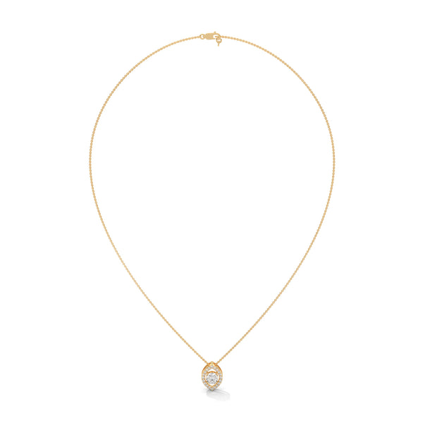 Lab Grown Diamond Teardrop Gold Pendant Chain