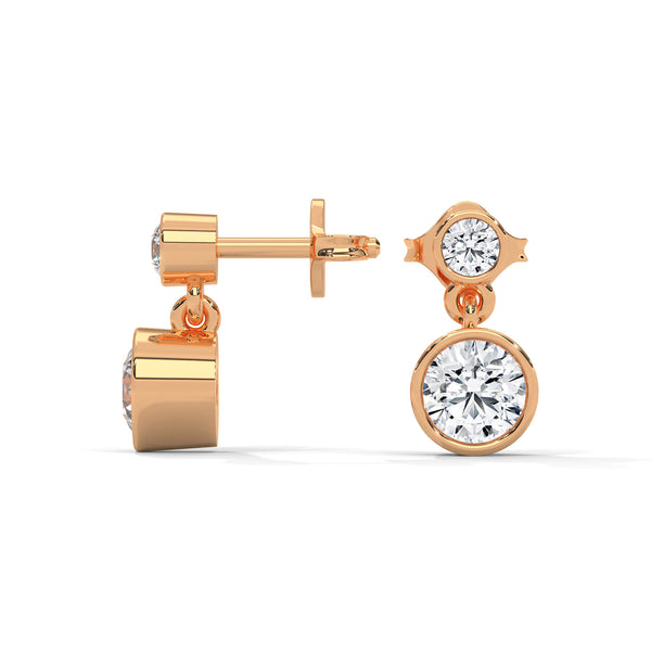 Bezel Set Lab Grown Diamond Gold Drop Earrings
