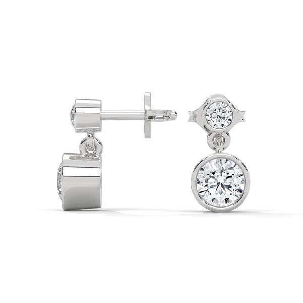 Bezel Set Lab Grown Diamond Gold Drop Earrings