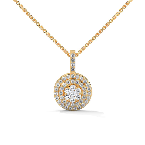 Radiant Circles Lab Grown Diamond Multi-Halo Gold Pendant