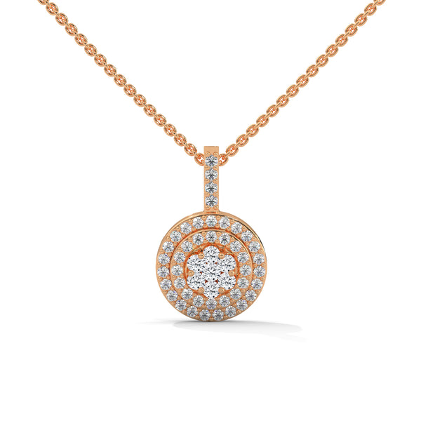 Radiant Circles Lab Grown Diamond Multi-Halo Gold Pendant